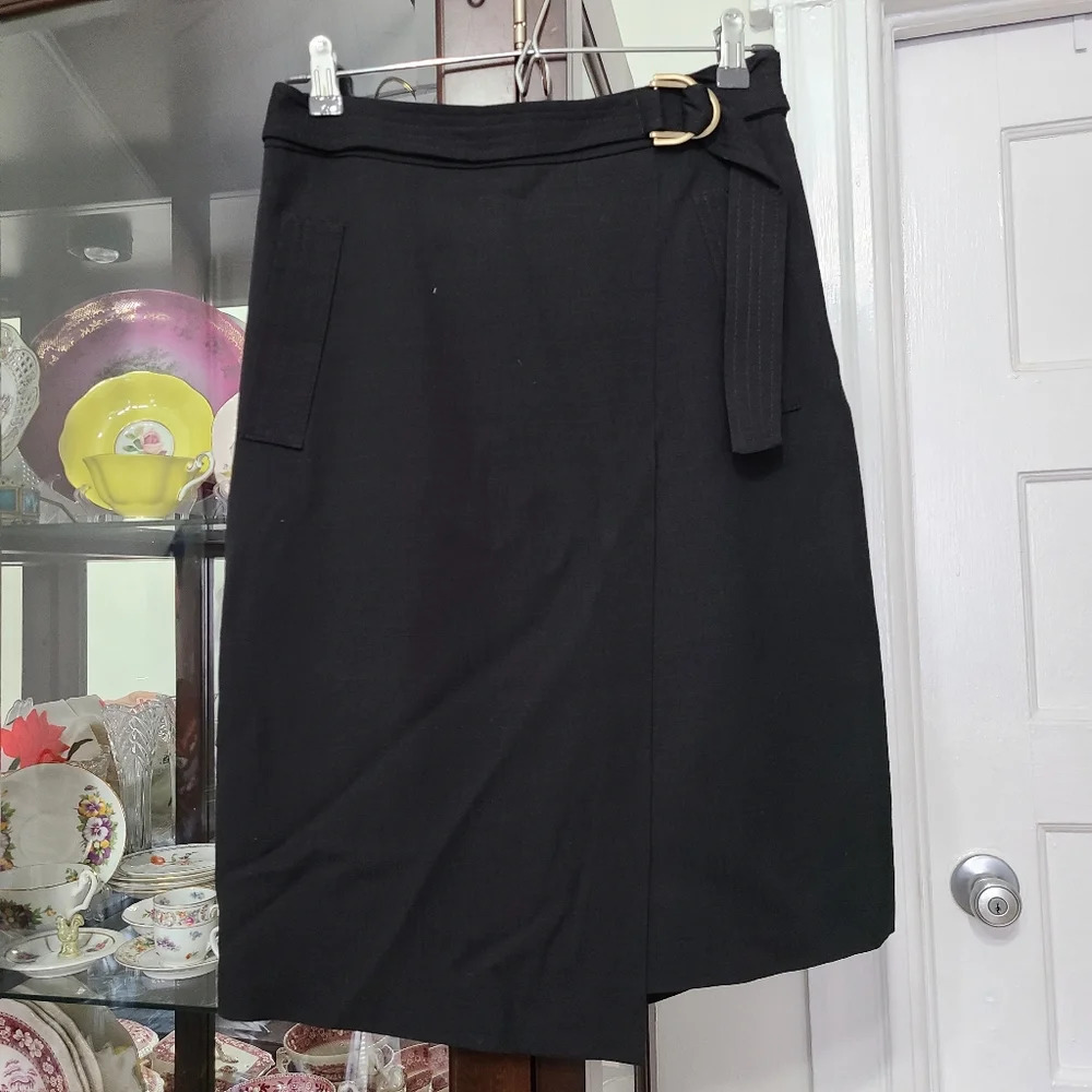 Reiss Women's Asymmetrical Knee Length Belted Skirt Size 4 Wool Blend Turkey